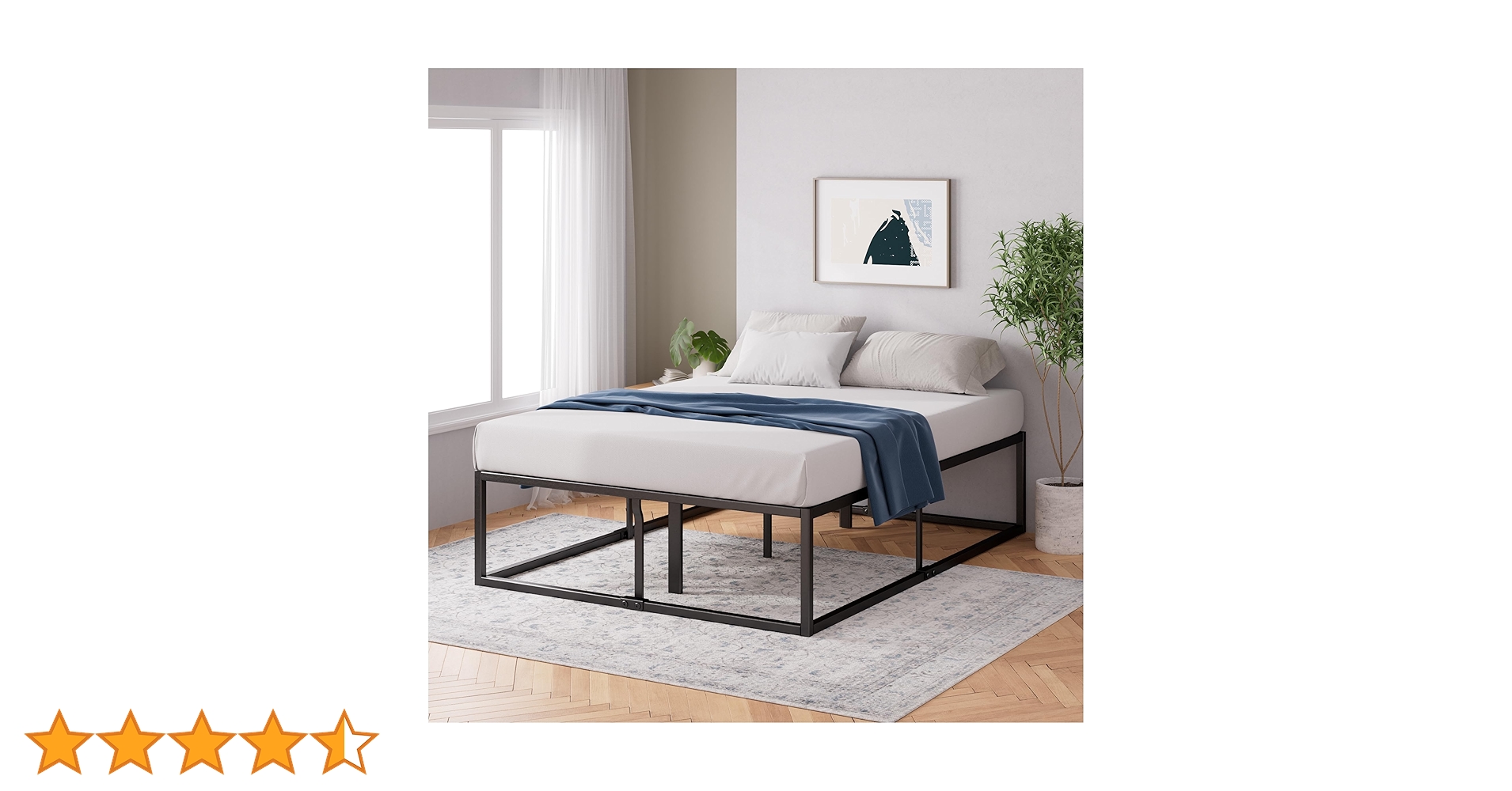 Zinus Joseph Bed 140 x 200 cm - Height 45 cm with Underbed Storage
